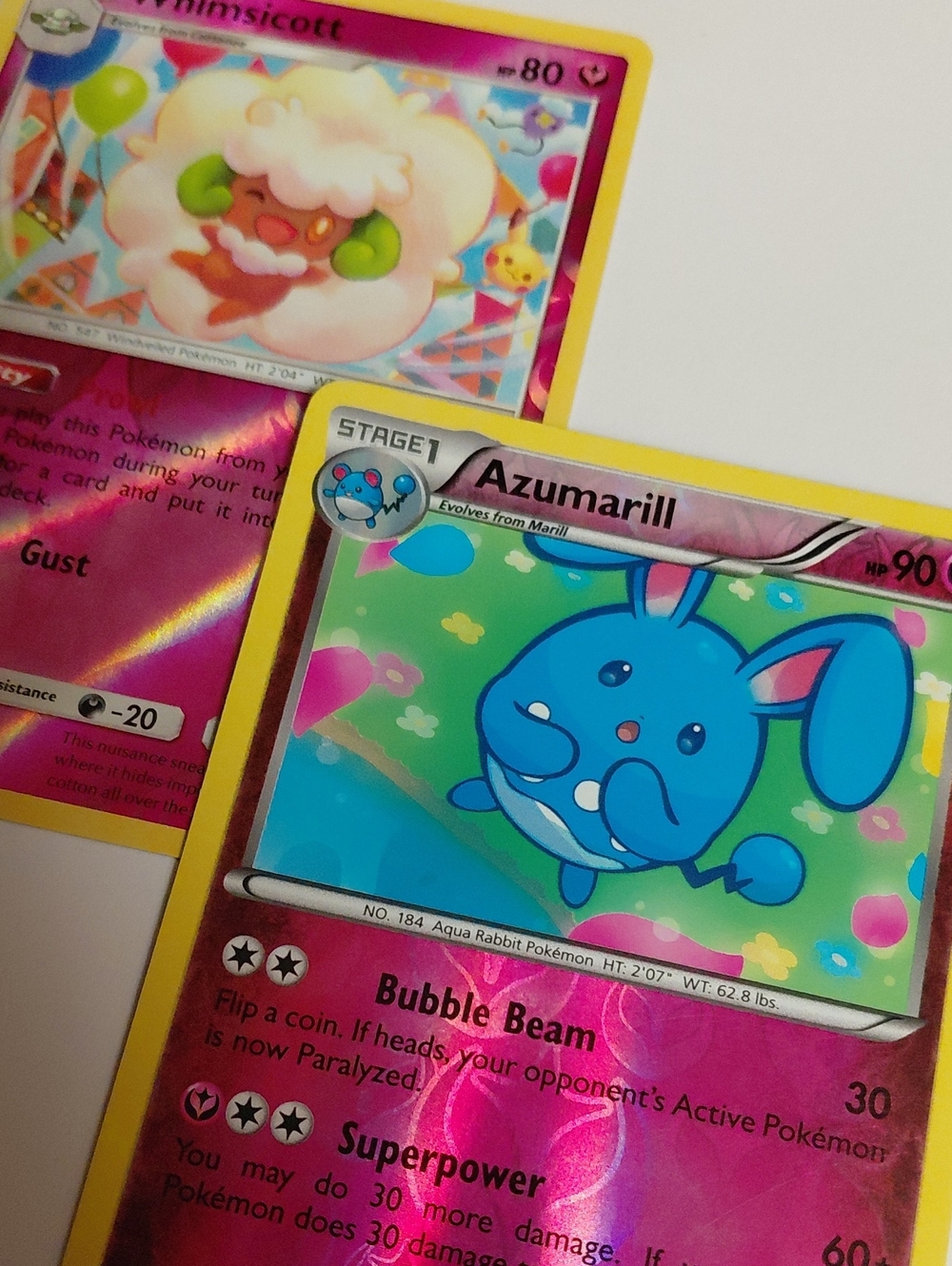 Cutie Fairy Card Lot - Pokemon - Whimsicott And Azumarill - Picture 2 of 16
